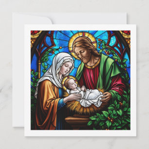 Holly family crystal stained glass image  save the date