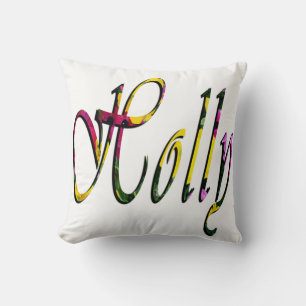 Holly, Filles, Nom, Logo, Coussin À Jets Blanches
