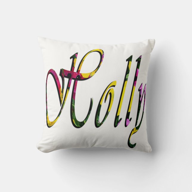Holly, Filles, Nom, Logo, Coussin À Jets Blanches. (Recto)