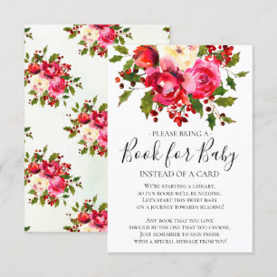 Holly Floral Floral Baby Shower Book for Baby Invitation