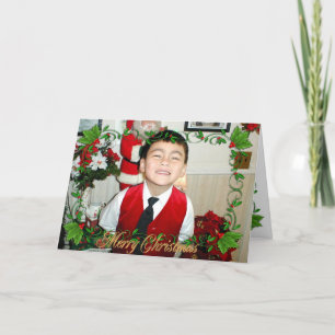 Holly Frame Christmas photo card