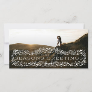 Holly Framed Seasons Greetings Photo Holiday Card