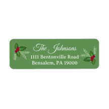 Holly Green Personalized Christmas Return Address