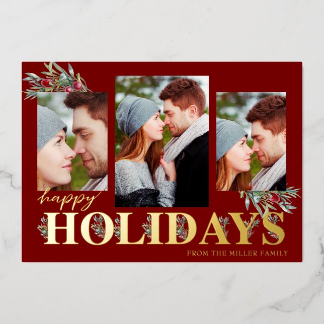 Holly Happy Holidays Holiday Photo Collage (Front)