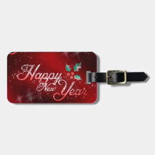 holly happy new year luggage tag