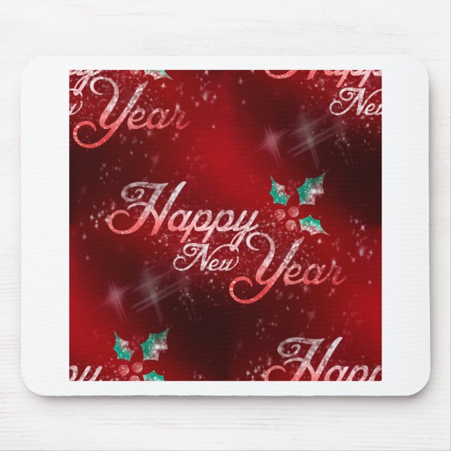 holly happy new year mouse pad (Front)