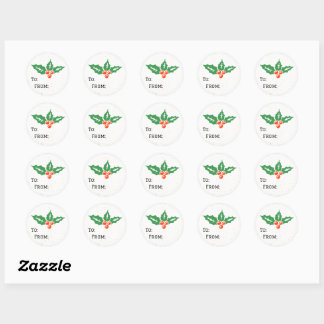 Holly Holiday Christmas Gift Tag Sticker