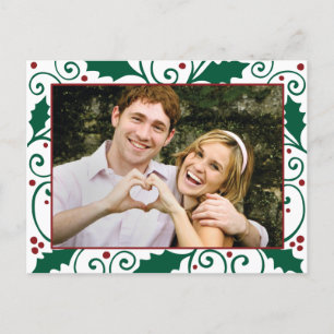 Holly Holiday Green & Red sur carte postale photo
