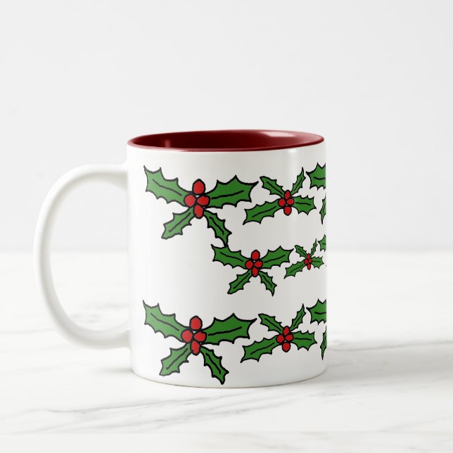 Holly holiday Two-Tone coffee mug (Left)