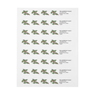 Holly Holiday Wraparound Return Address Labels