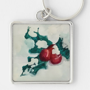 Holly in Snow Keychain