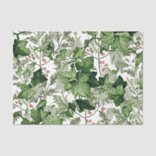 Holly Ivy Vintage Christmas Greenery Leaf Vine Red Tissue Paper
