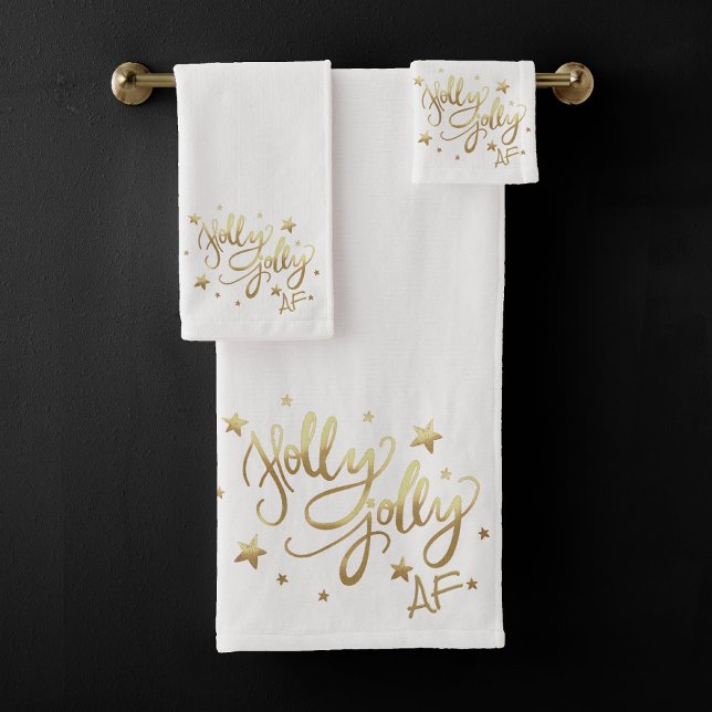 Holly Jolly AF | Shiny Gold Faux Foil Script (Créateur téléchargé)