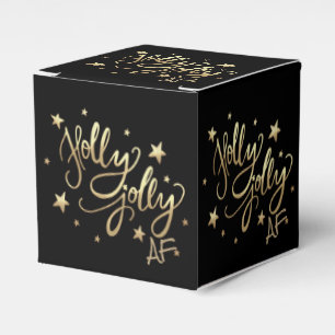 Holly Jolly AF   Shiny Gold Faux Foil Script Favor Box