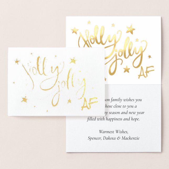 Holly Jolly AF | Shiny Gold Faux Foil Script Foil Card (Display)