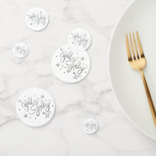 Holly Jolly AF   Shiny Silver Faux Foil Script Confetti