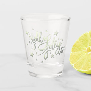 Holly Jolly AF Shiny Silver Faux Foil Script Shot Glass