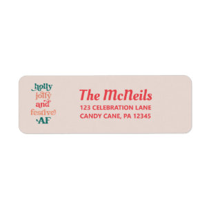 Holly Jolly and Festive AF Holiday Address Label