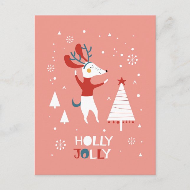 Holly Jolly avec carte postale de Noël de chien mi (Devant)