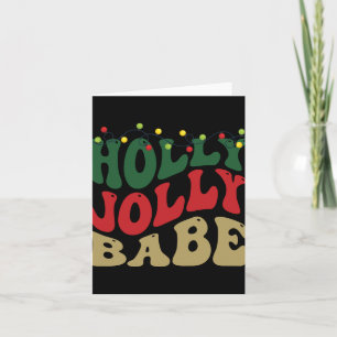 Holly Jolly Babe Retro Groovy Christmas Black T Sh Card