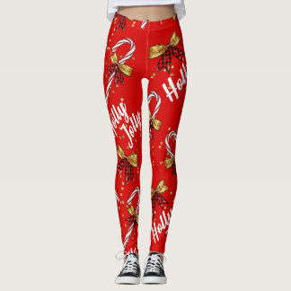 Holly Jolly Candy Cane Cristmas  Leggings