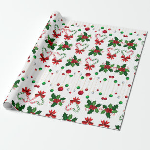 Holly Jolly Candy Cane Hearts Wrapping Paper