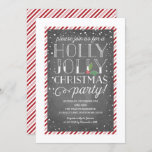 Holly Jolly Candy Cane Holiday Christmas Party Invitation<br><div class="desc">Send your holiday party invitation in style. Featuring candy cane stripes, hand drawn hollies, and stylish typography with a rustic chalkboard background. Festive, modern and cheerful, this invite is sure to stand out. Comes with a matching candy cane striped pattern on the back. Be sure to check out all of...</div>