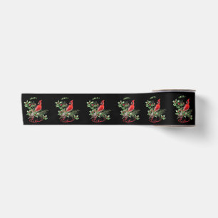 Holly Jolly Cardinal Greetings!   Satin Ribbon
