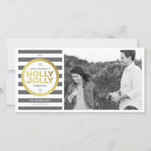 Holly Jolly Carte photo de salutation personnalisé