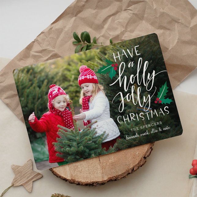 Holly Jolly | Carte photo de vacances (Créateur téléchargé)