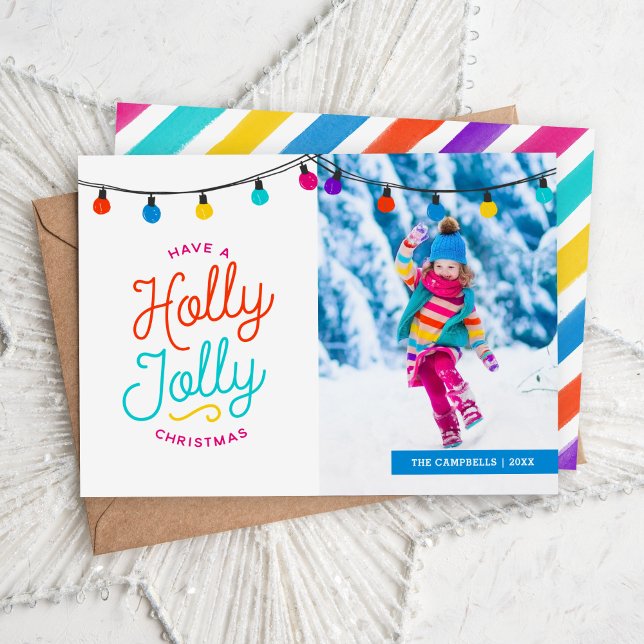 Holly Jolly | Carte photo de vacances à plat (Créateur téléchargé)