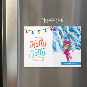 Holly Jolly   Carte photo de vacances magnétique