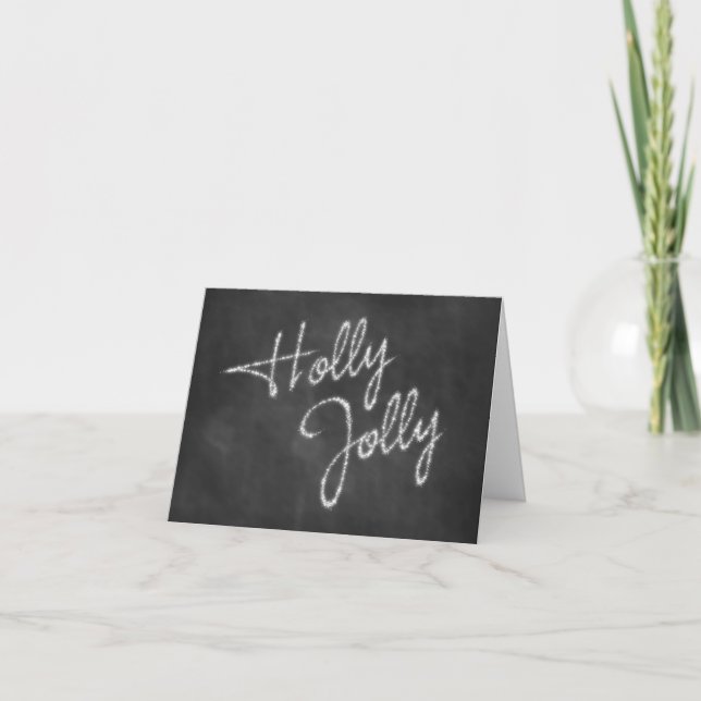 Holly Jolly Chalkboard Holiday Card (Front)