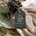 Holly Jolly | Chalkboard Holiday Gift Tags<br><div class="desc">Festive Christmas gift tags feature "have a holly jolly Christmas" in white hand lettered typography on a chalkboard background,  accented with red and green holly leaves and berries. Personalize with your names or custom greeting beneath. Blank on reverse side for hand-writing your gift recipient's name.</div>