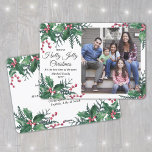 Holly Jolly Christmas 1 Photo Winter Foliage Holiday Card<br><div class="desc">Have a holly jolly Christmas, it's the best time of the year! Send stylish joyful greetings and share a favourite picture with a custom photo holiday card. All text on this template is simple to customize to include any wording, such as Merry Christmas, Happy Holidays, Seasons Greetings, New Year Cheers...</div>