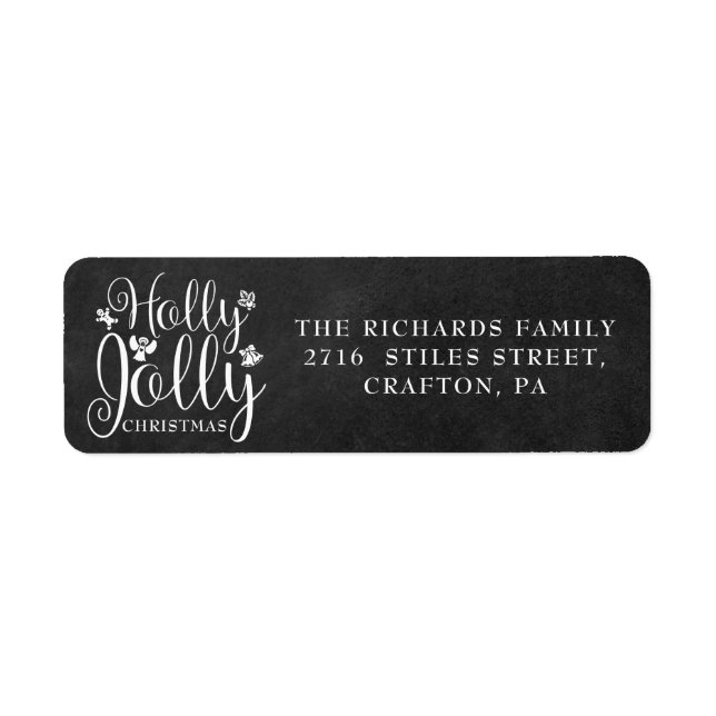 Holly Jolly Christmas Chalkboard Adresse de retour (Devant)