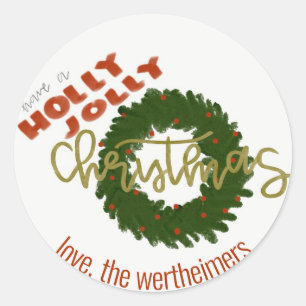 Holly Jolly Christmas Circle Stickers