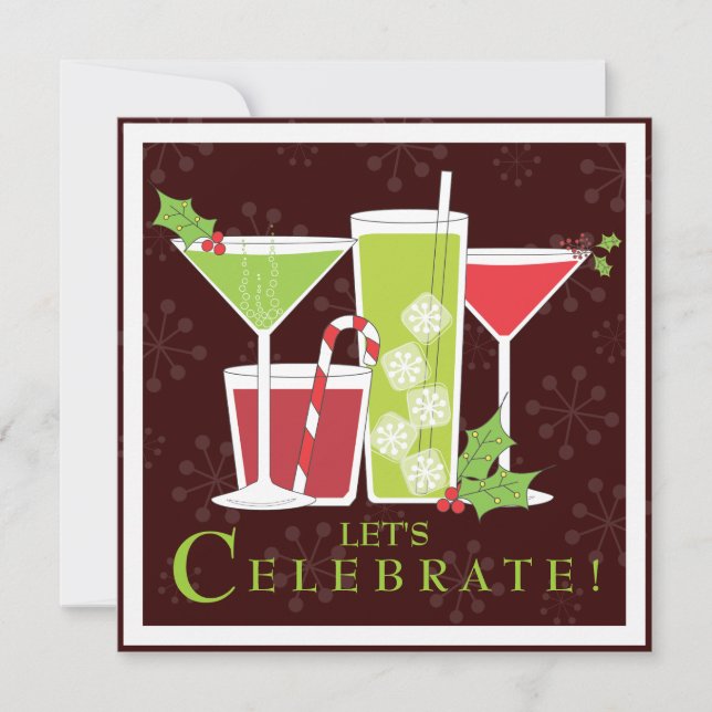 Holly Jolly Christmas Cocktail Party Invitation (Front)
