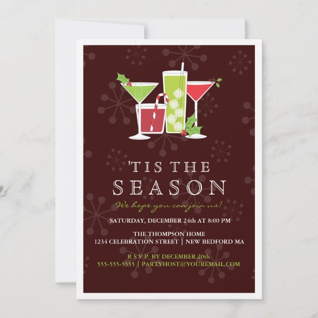 Holly Jolly Christmas Cocktail Party Invitation (Devant)