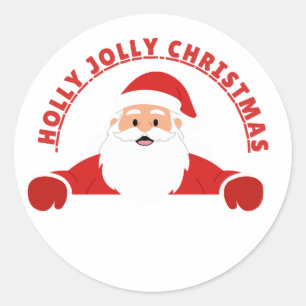 Holly Jolly Christmas Cute Santa Claus Sticker