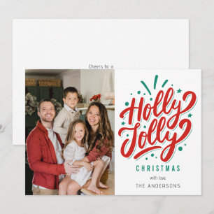Holly Jolly Christmas Family Photo  Holiday Card