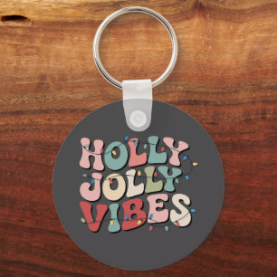 Holly Jolly Christmas Gift Family Xmas Holiday  Keychain