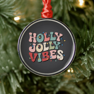 Holly Jolly Christmas Gift Family Xmas Holiday  Metal Ornament