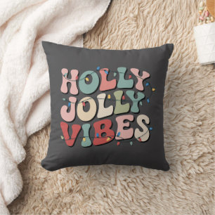 Holly Jolly Christmas Gift Family Xmas Holiday  Throw Pillow