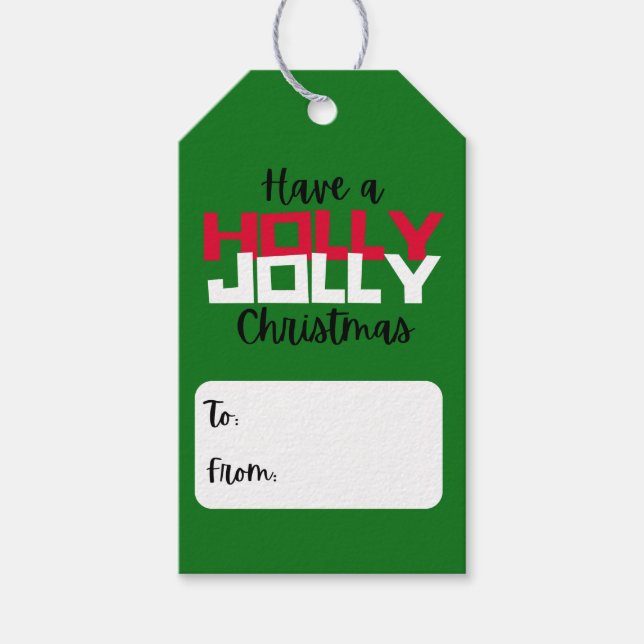 Holly Jolly Christmas Gift Tag (Front)