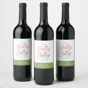 Holly Jolly Christmas Gift Tags Wine Label