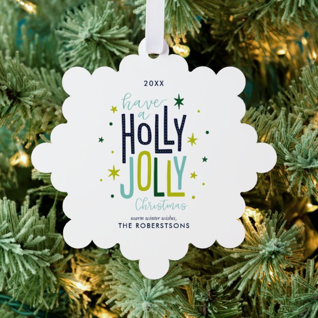 Holly Jolly Christmas Holiday Ornament Card (Insitu (Tree))