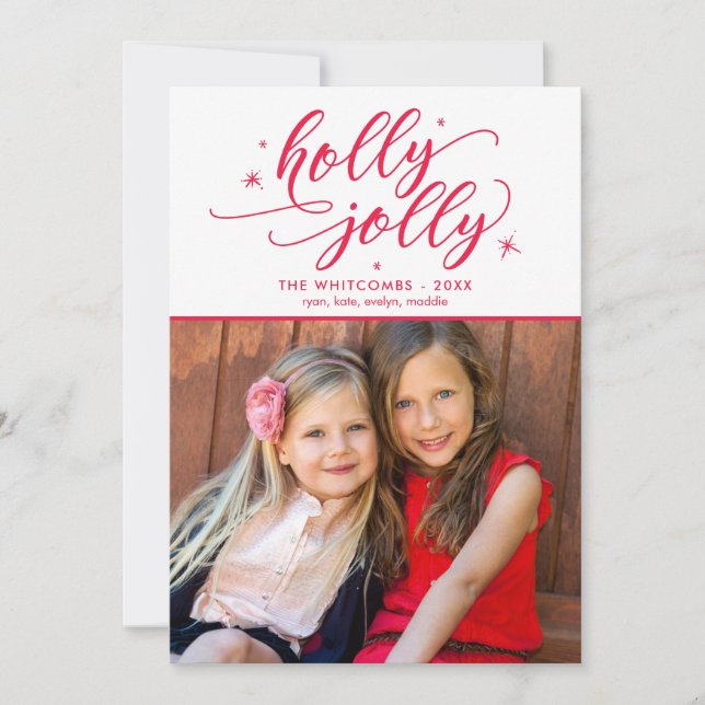 Holly Jolly Christmas Holiday Photo Card (Front)