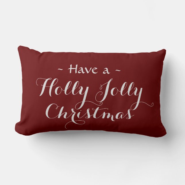 Holly Jolly Christmas Lumbar Pillow (Front)