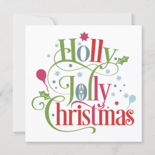 Holly Jolly Christmas Modern Script Square Holiday Card